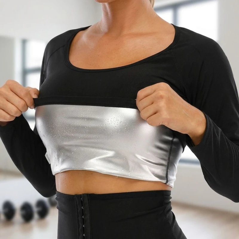 sweat top, slimming long sleeve top, sauna top